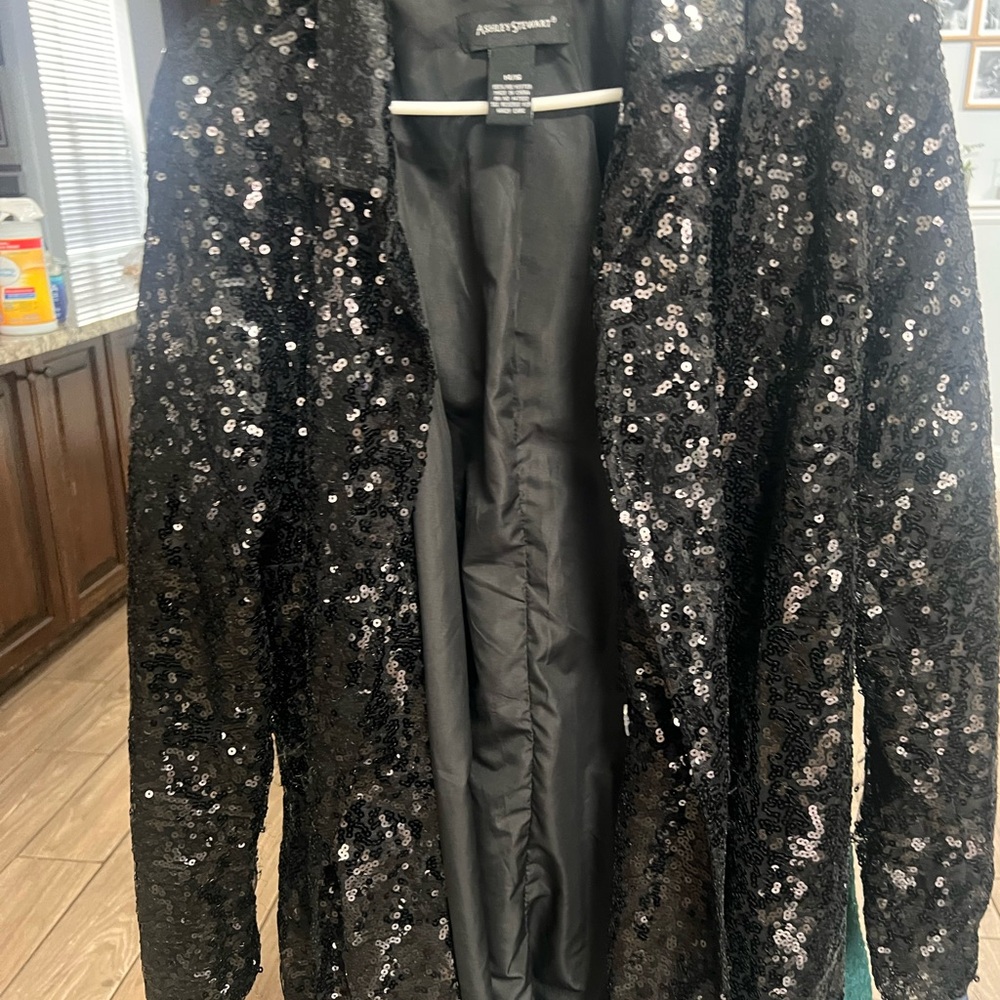 Ashley Stewart Black Sequin Blazer